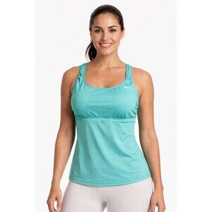 Nike Swim Tank Top Women's Size XL Blue Aqua White Adjustable Straps NEW